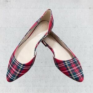 Isaac Mizrahi New York Amaya D'orsay Flat in Red Tartan Plaid Flats Size 9 1/2